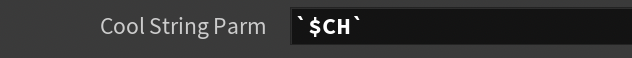 `$CH` expression in a string parm