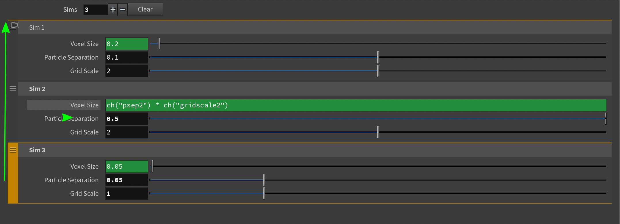 Drag **Sim 3** to **Sim 1**